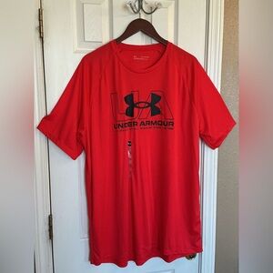 Under Armour NWOT Men's Bold Red Black Graphic Logo Tee Size XXL